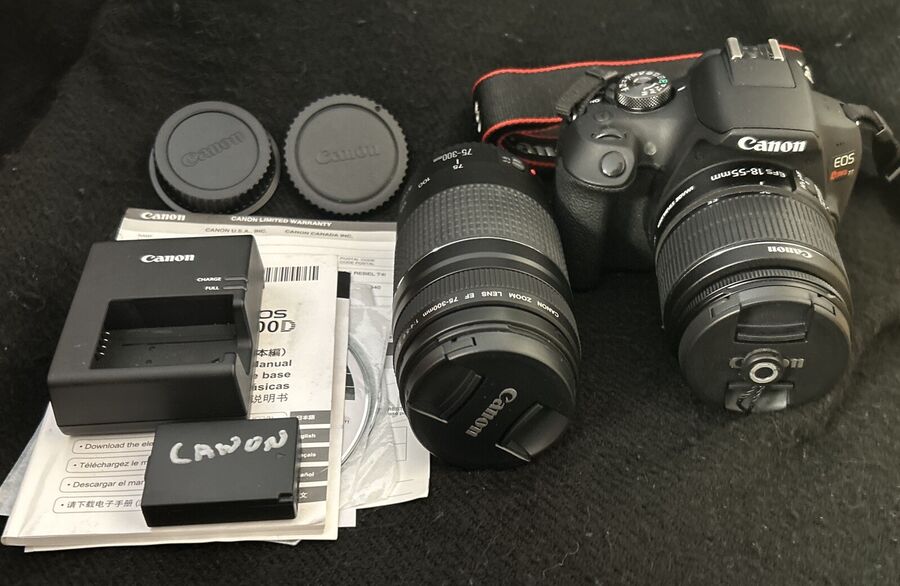 Canon EOS Rebel T7 Dslr Camera with ef18-55mm and EF 75-300mm Lenses
